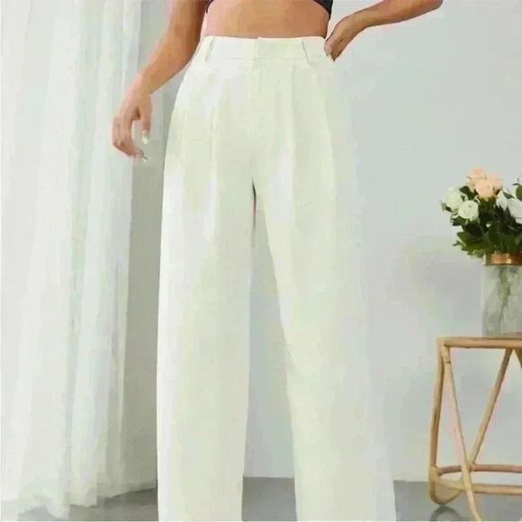 SHEIN PETITE High Waist Plicated
Detail Wide Leg Suit Tailor Pants large - Picture 3 of 8